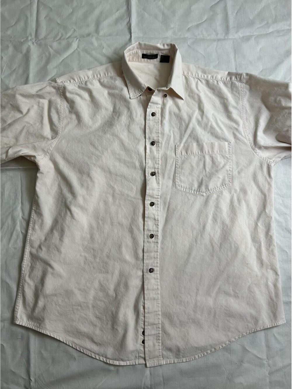 Men’s Large Button Up Cream 100% Cotton Preppy